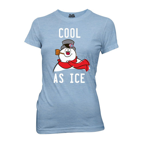 Frosty the Snowman Cool As Ice Juniors Blue T-Shirt
